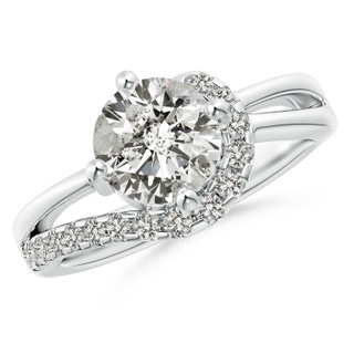 7.4mm KI3 Solitaire Round Diamond Swirl Promise Ring in P950 Platinum