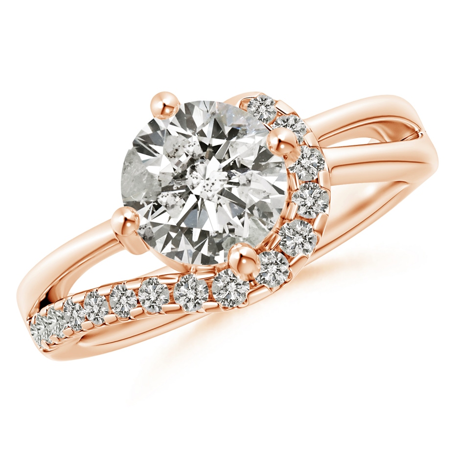7.4mm KI3 Solitaire Round Diamond Swirl Promise Ring in Rose Gold 