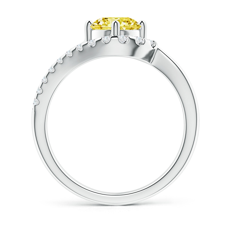 6.4mm AAAA Solitaire Round Fancy Intense Yellow Diamond Swirl Promise Ring in P950 Platinum side 199