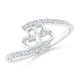 1.7mm GVS2 Entwined Double Diamond Bypass Heart Promise Ring in P950 Platinum