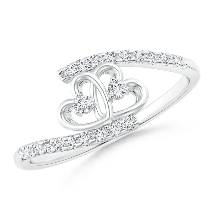 1.7mm GVS2 Entwined Double Diamond Bypass Heart Promise Ring in P950 Platinum 