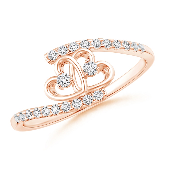 1.7mm HSI2 Entwined Double Diamond Bypass Heart Promise Ring in Rose Gold 