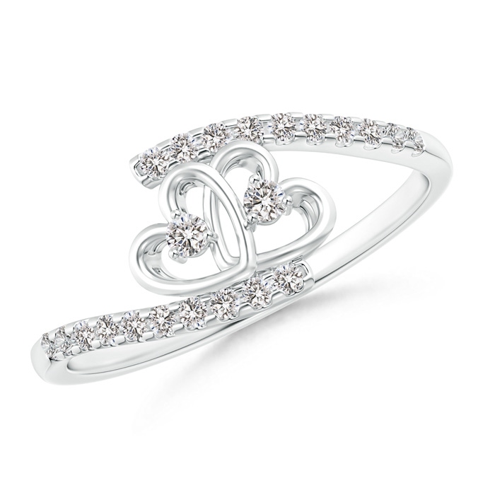 1.7mm IJI1I2 Entwined Double Diamond Bypass Heart Promise Ring in White Gold 