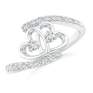 2.2mm GVS2 Entwined Double Diamond Bypass Heart Promise Ring in P950 Platinum