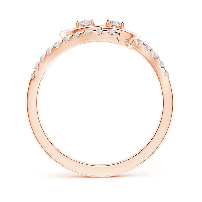 2.2mm HSI2 Entwined Double Diamond Bypass Heart Promise Ring in Rose Gold - side 1