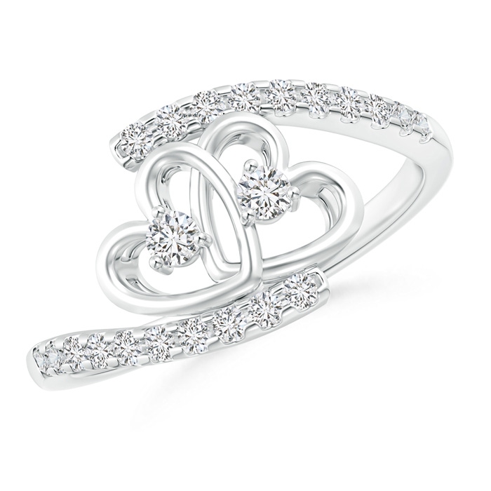 2.2mm HSI2 Entwined Double Diamond Bypass Heart Promise Ring in White Gold