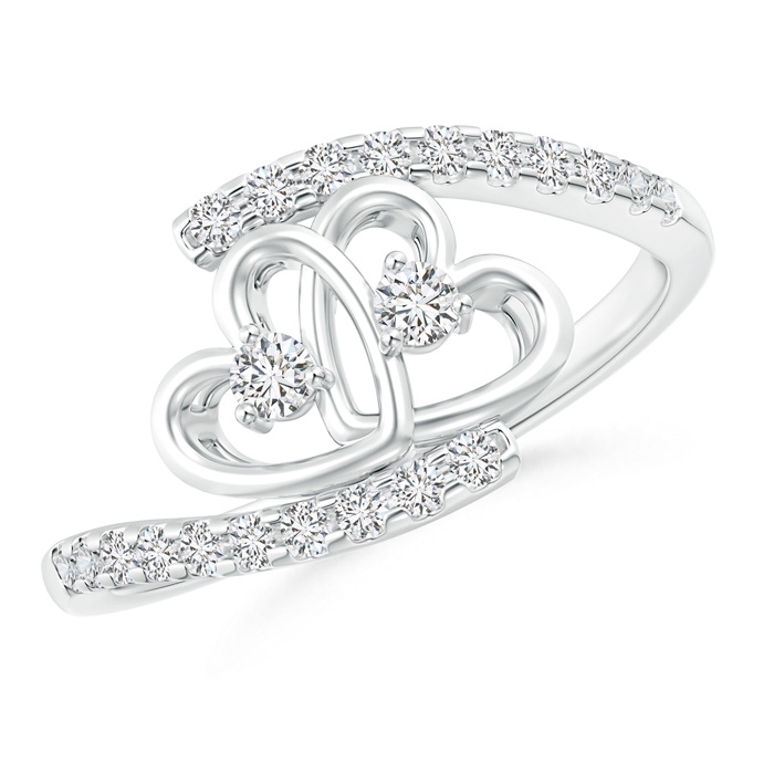 2.2mm HSI2 Entwined Double Diamond Bypass Heart Promise Ring in White Gold 