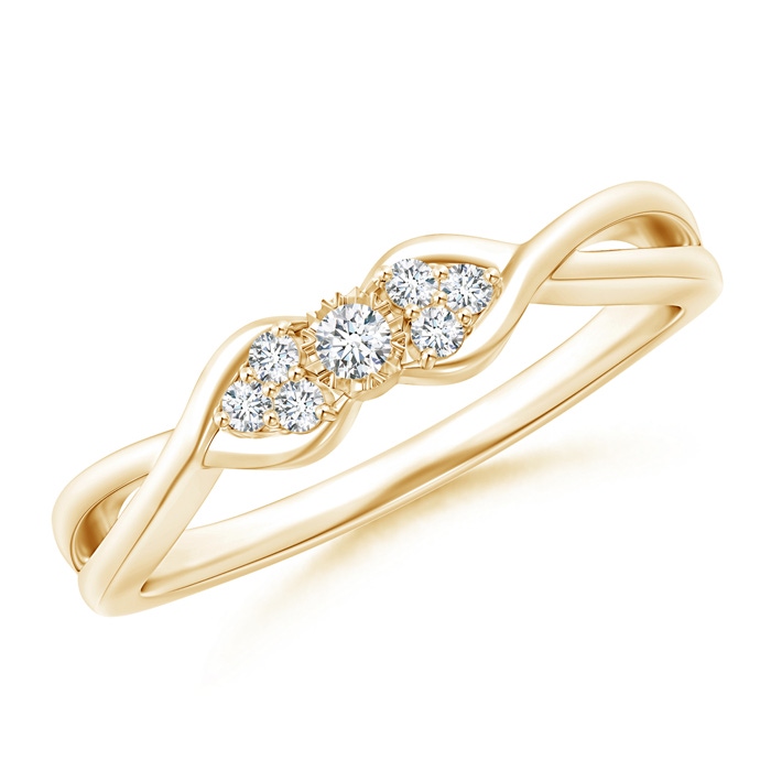 2mm GVS2 Illusion Set Diamond Crossover Promise Ring in Yellow Gold