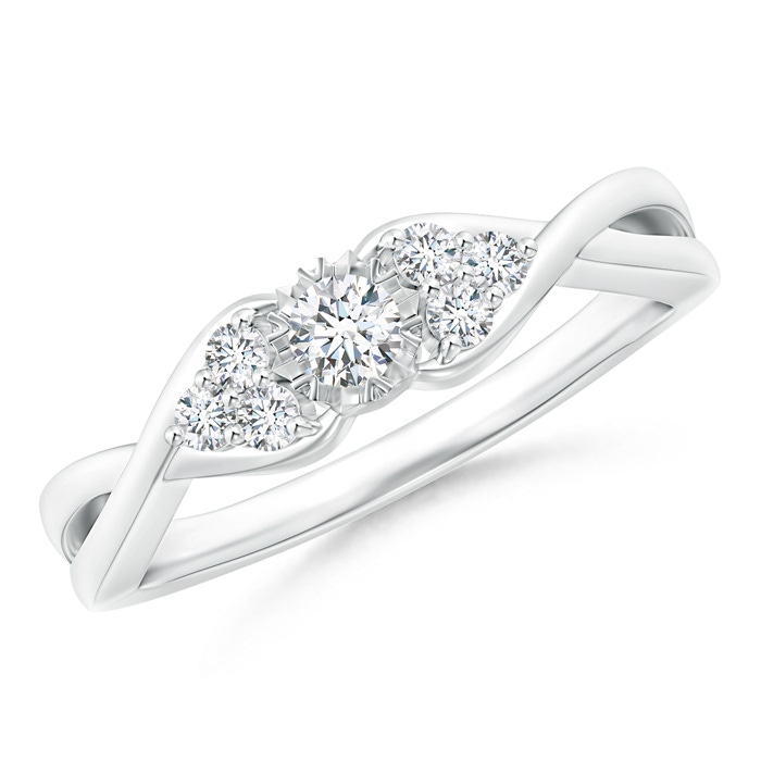 3mm GVS2 Illusion Set Diamond Crossover Promise Ring in White Gold