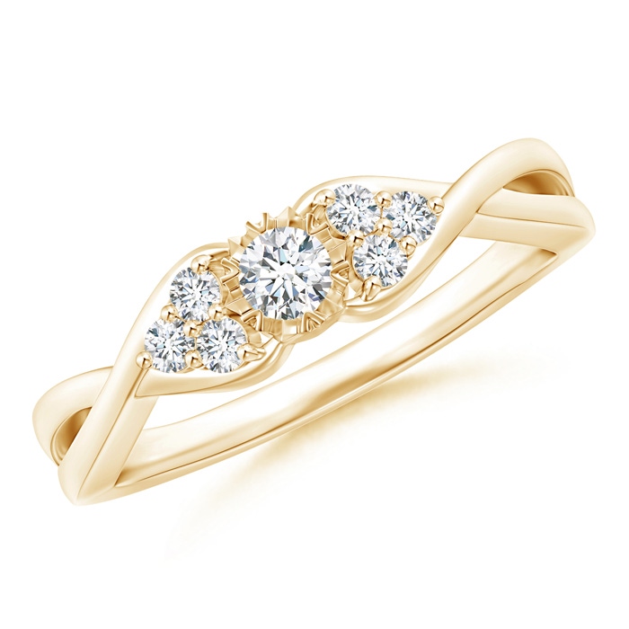 3mm GVS2 Illusion Set Diamond Crossover Promise Ring in Yellow Gold