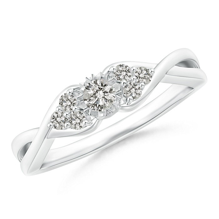 3mm KI3 Illusion Set Diamond Crossover Promise Ring in P950 Platinum 