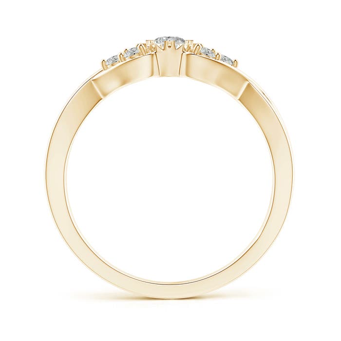 3mm KI3 Illusion Set Diamond Crossover Promise Ring in Yellow Gold - side 1