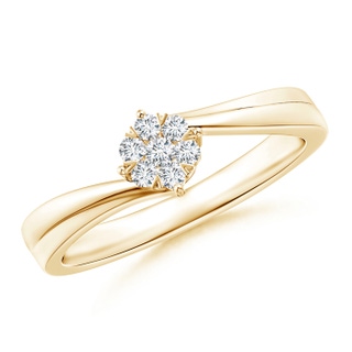 1.8mm GVS2 Round Clustre Diamond Fluted Bypass Promise Ring in Yellow Gold