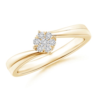 1.8mm HSI2 Round Clustre Diamond Fluted Bypass Promise Ring in Yellow Gold