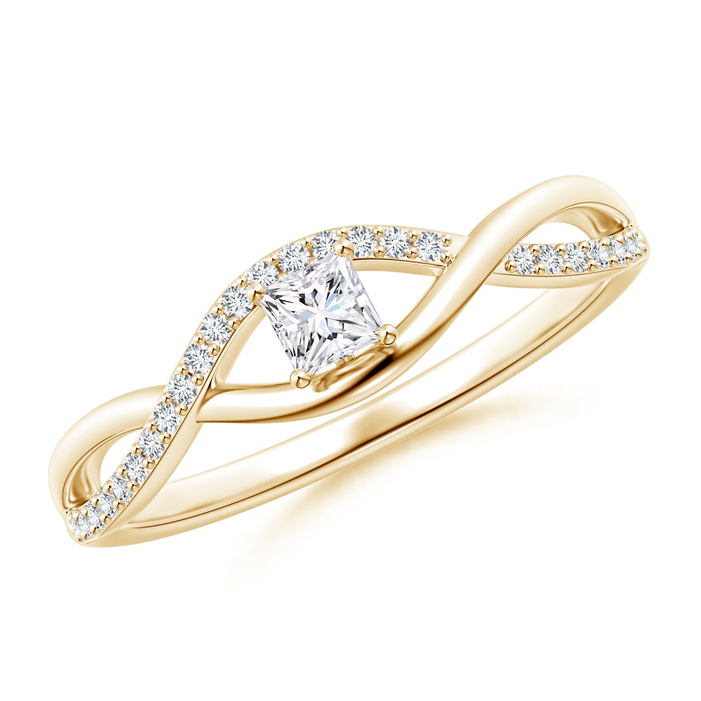 2.9mm GVS2 Solitaire Princess-Cut Diamond Infinity Swirl Promise Ring in Yellow Gold