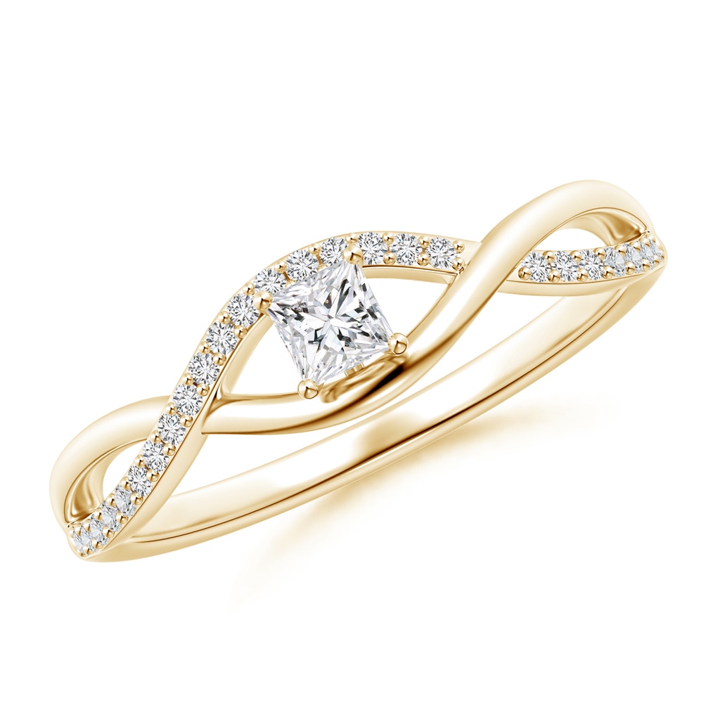 2.9mm HSI2 Solitaire Princess-Cut Diamond Infinity Swirl Promise Ring in 10K Yellow Gold