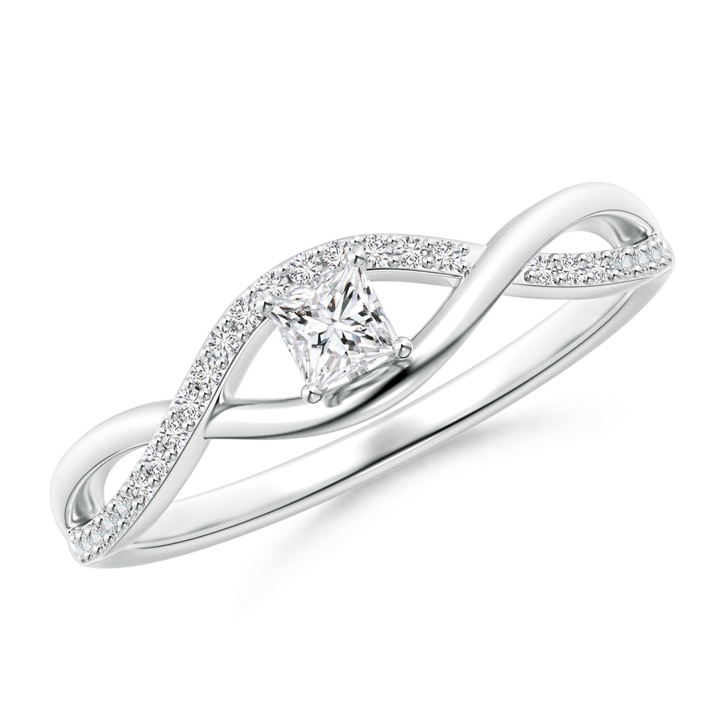 2.9mm HSI2 Solitaire Princess-Cut Diamond Infinity Swirl Promise Ring in White Gold