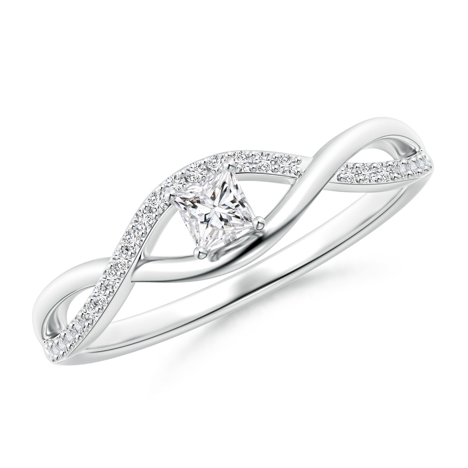 2.9mm HSI2 Solitaire Princess-Cut Diamond Infinity Swirl Promise Ring in White Gold 