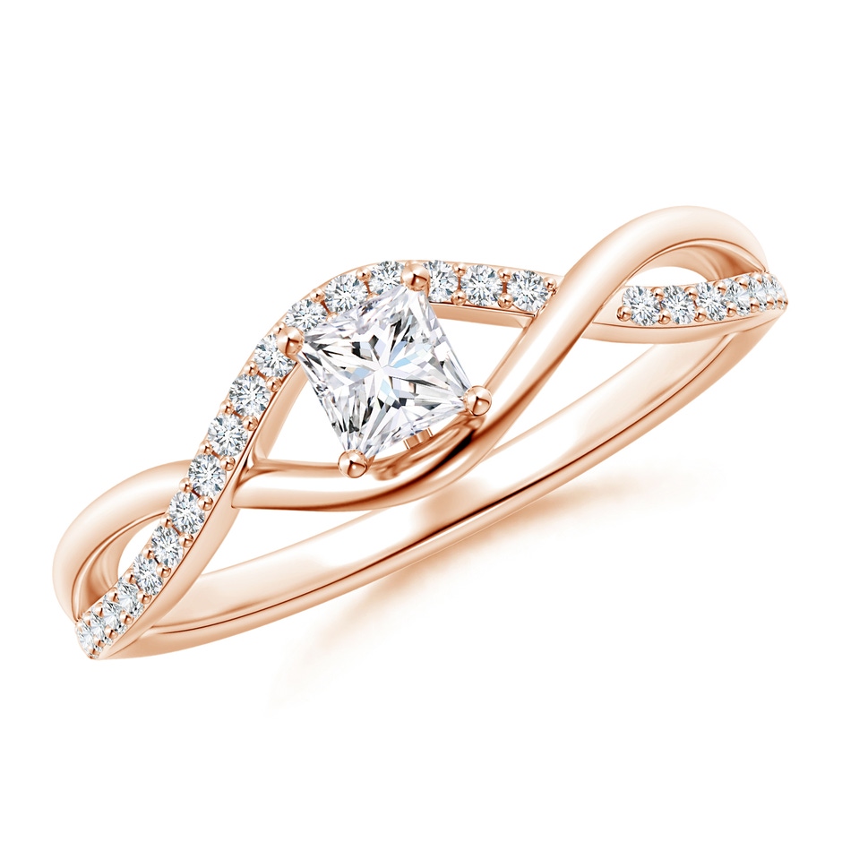 3.5mm GVS2 Solitaire Princess-Cut Diamond Infinity Swirl Promise Ring in Rose Gold 