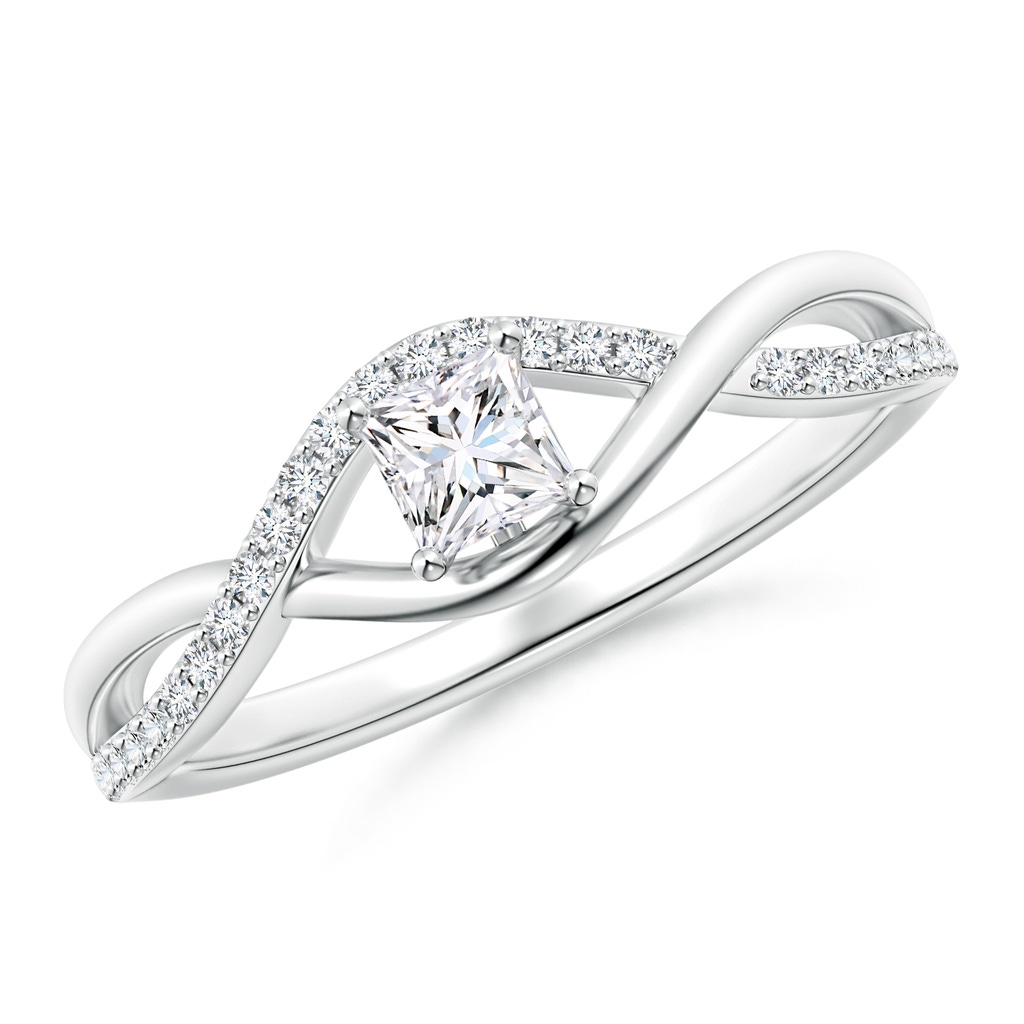 3.5mm GVS2 Solitaire Princess-Cut Diamond Infinity Swirl Promise Ring in White Gold 
