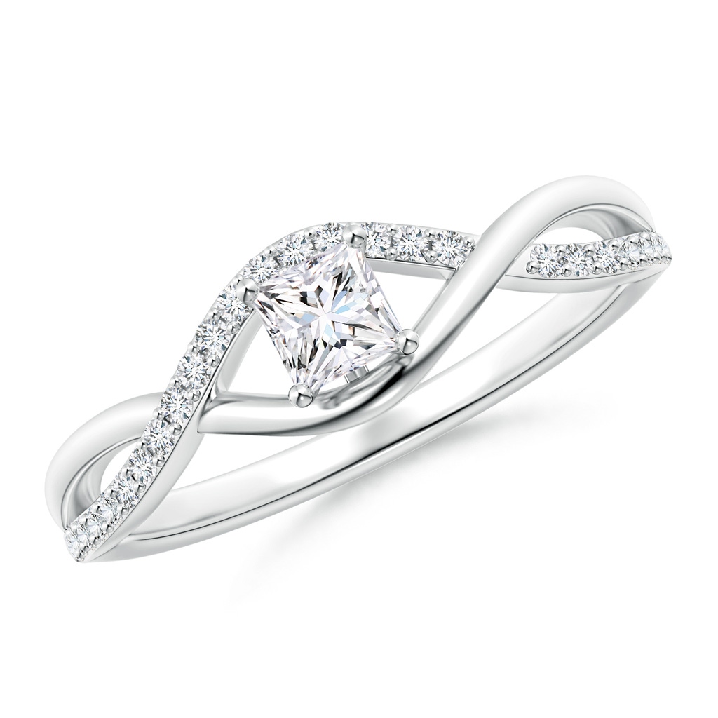 3.5mm GVS2 Solitaire Princess-Cut Diamond Infinity Swirl Promise Ring in White Gold