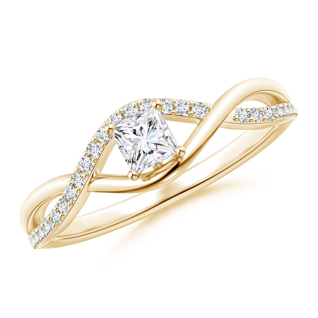 3.5mm GVS2 Solitaire Princess-Cut Diamond Infinity Swirl Promise Ring in Yellow Gold