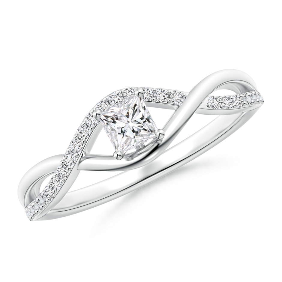 3.5mm HSI2 Solitaire Princess-Cut Diamond Infinity Swirl Promise Ring in White Gold 