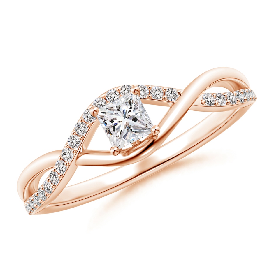 3.5mm IJI1I2 Solitaire Princess-Cut Diamond Infinity Swirl Promise Ring in Rose Gold 