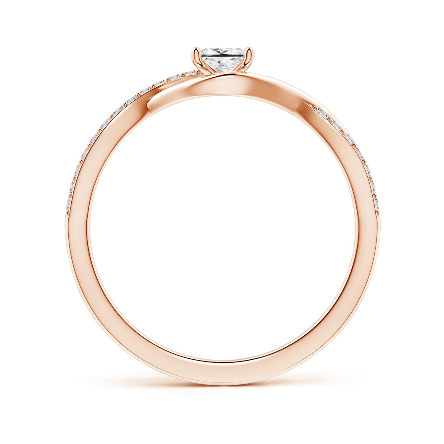 3.5mm IJI1I2 Solitaire Princess-Cut Diamond Infinity Swirl Promise Ring in Rose Gold - side 3