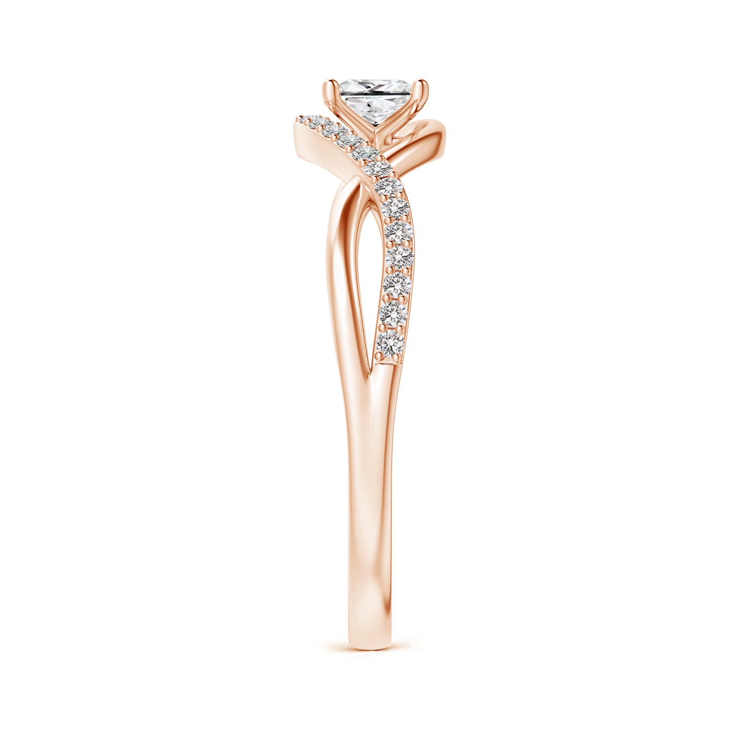 3.5mm IJI1I2 Solitaire Princess-Cut Diamond Infinity Swirl Promise Ring in Rose Gold - side 6