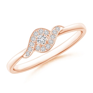 2.1mm HSI2 Round Halo Diamond Bypass Swirl Promise Ring in Rose Gold