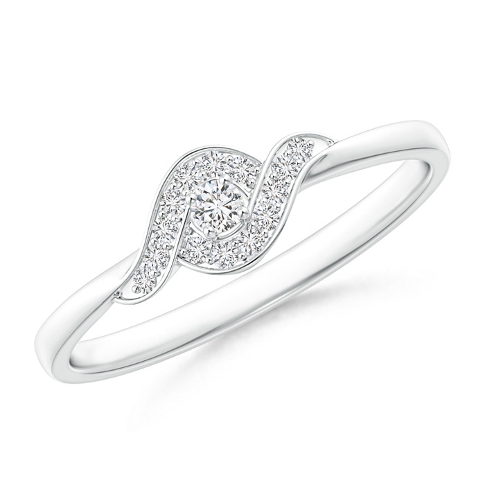 2.1mm HSI2 Round Halo Diamond Bypass Swirl Promise Ring in White Gold