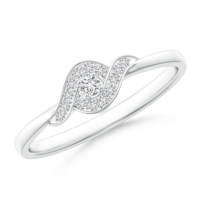 2.1mm HSI2 Round Halo Diamond Bypass Swirl Promise Ring in White Gold 