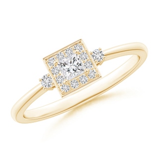 2.8mm HSI2 Princess-Cut Diamond Halo Promise Ring in 9K Yellow Gold