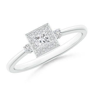 2.8mm HSI2 Princess-Cut Diamond Halo Promise Ring in White Gold
