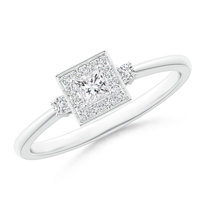 2.8mm HSI2 Princess-Cut Diamond Halo Promise Ring in White Gold 