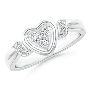 2.2mm HSI2 Floating Trio Diamond Heart Promise Ring in White Gold
