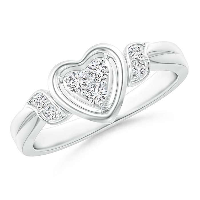 2.2mm HSI2 Floating Trio Diamond Heart Promise Ring in White Gold 