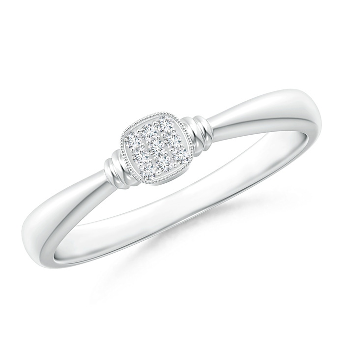 1mm GVS2 Double Streak Diamond Cushion Clustre Promise Ring in P950 Platinum