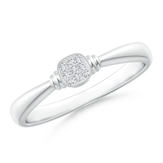 1mm GVS2 Double Streak Diamond Cushion Clustre Promise Ring in White Gold