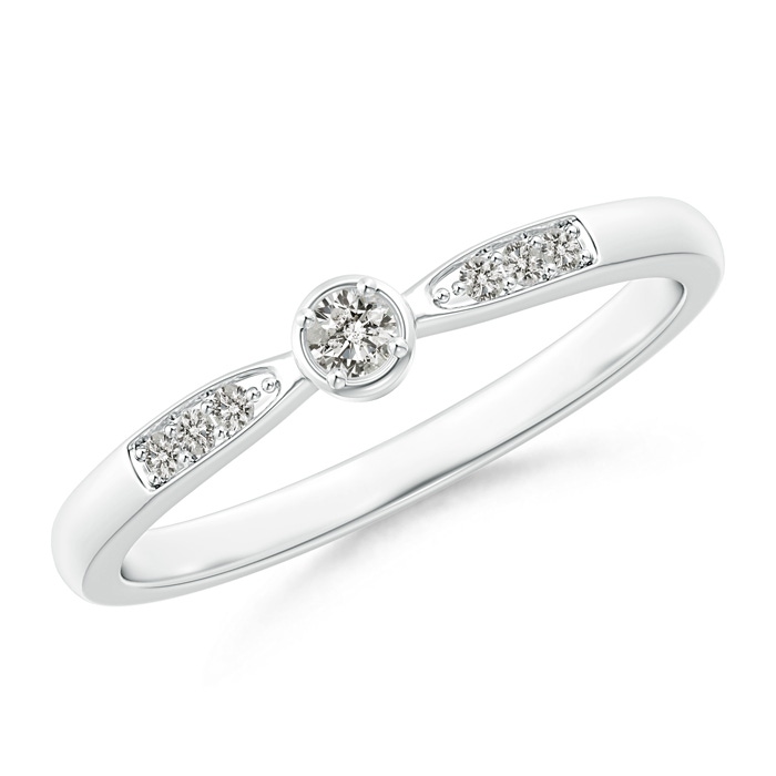 2.3mm KI3 Tapered Round Diamond Solitaire Promise Ring in White Gold 