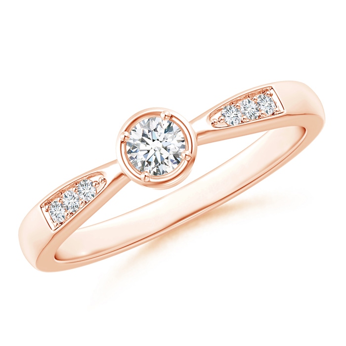 3.4mm GVS2 Tapered Round Diamond Solitaire Promise Ring in Rose Gold