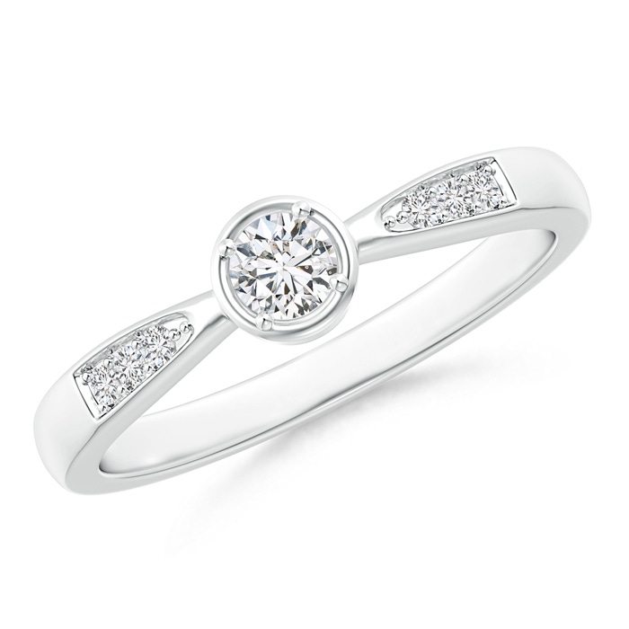 3.4mm HSI2 Tapered Round Diamond Solitaire Promise Ring in White Gold 