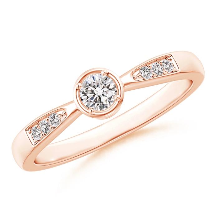 3.4mm IJI1I2 Tapered Round Diamond Solitaire Promise Ring in Rose Gold 