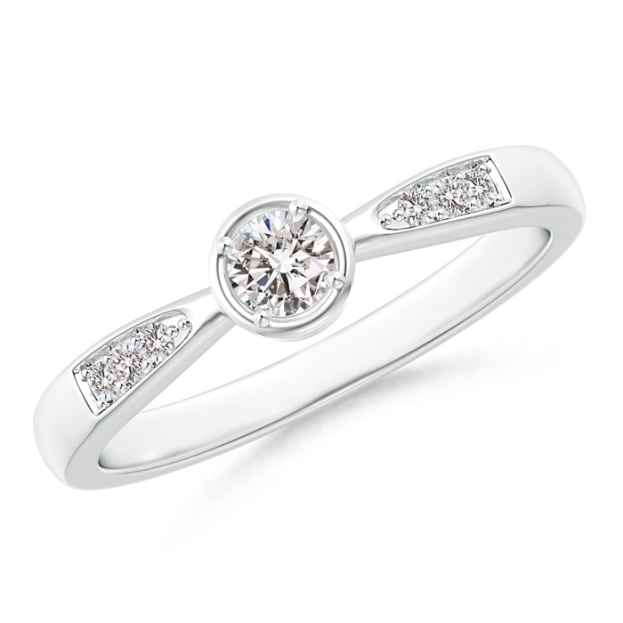 3.4mm IJI1I2 Tapered Round Diamond Solitaire Promise Ring in White Gold 