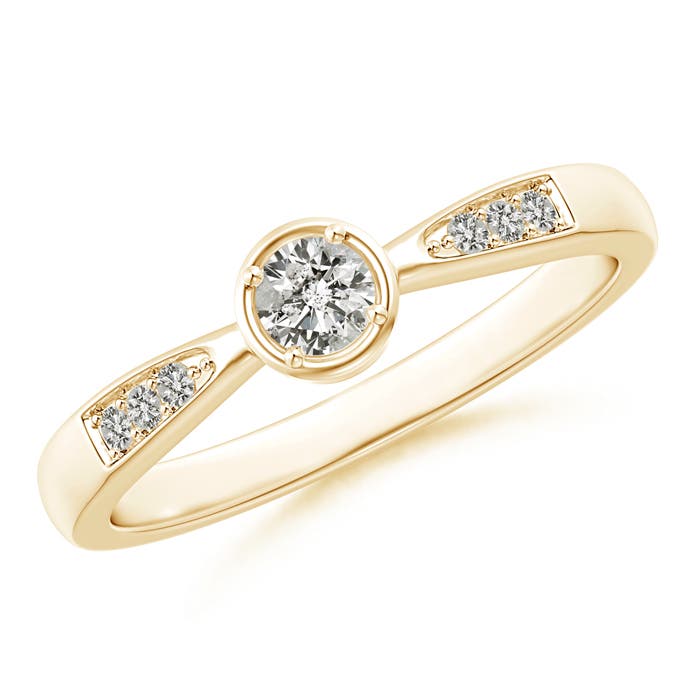 3.4mm KI3 Tapered Round Diamond Solitaire Promise Ring in Yellow Gold