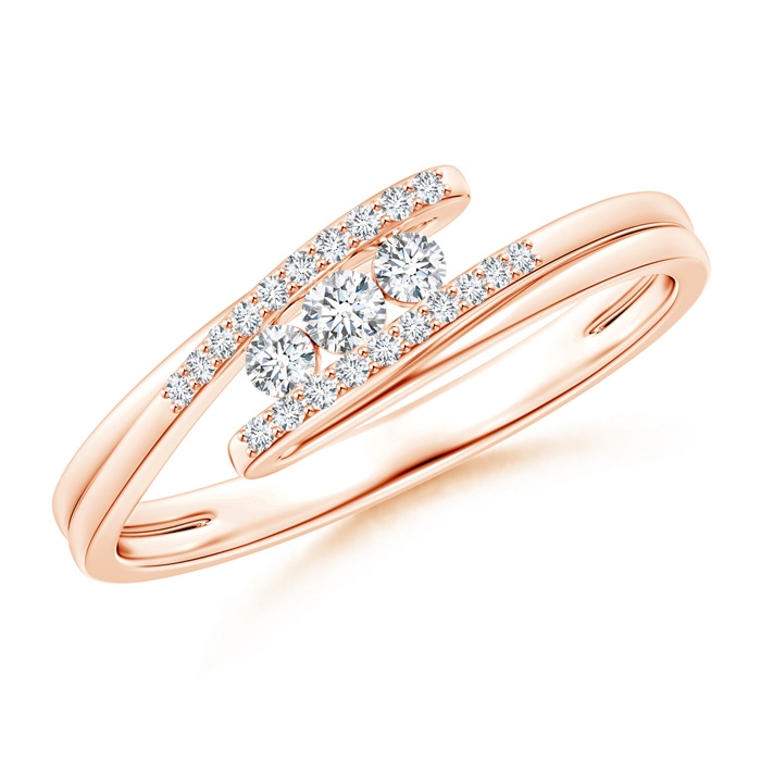 2.2mm GVS2 Three Stone Round Diamond Twin Bypass Ring in Rose Gold