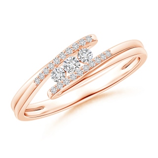 2.2mm HSI2 Three Stone Round Diamond Twin Bypass Ring in Rose Gold