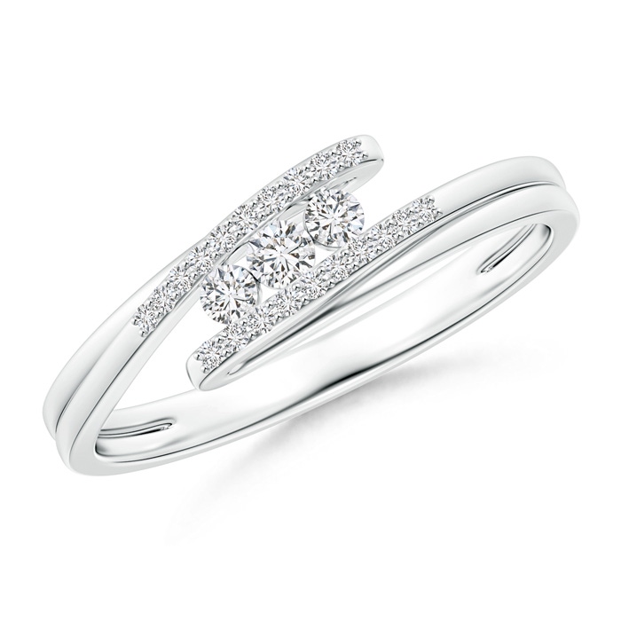 2.2mm HSI2 Three Stone Round Diamond Twin Bypass Ring in White Gold 