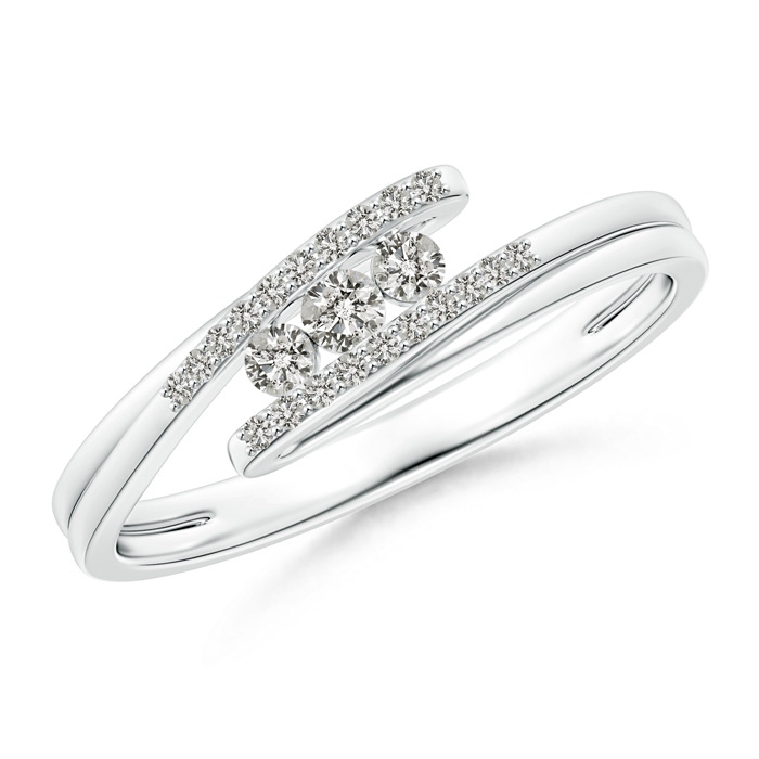 2.2mm KI3 Three Stone Round Diamond Twin Bypass Ring in White Gold 